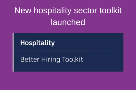 The words "New hospitality sector toolkit launched" beside a graphic of the toolkit itself